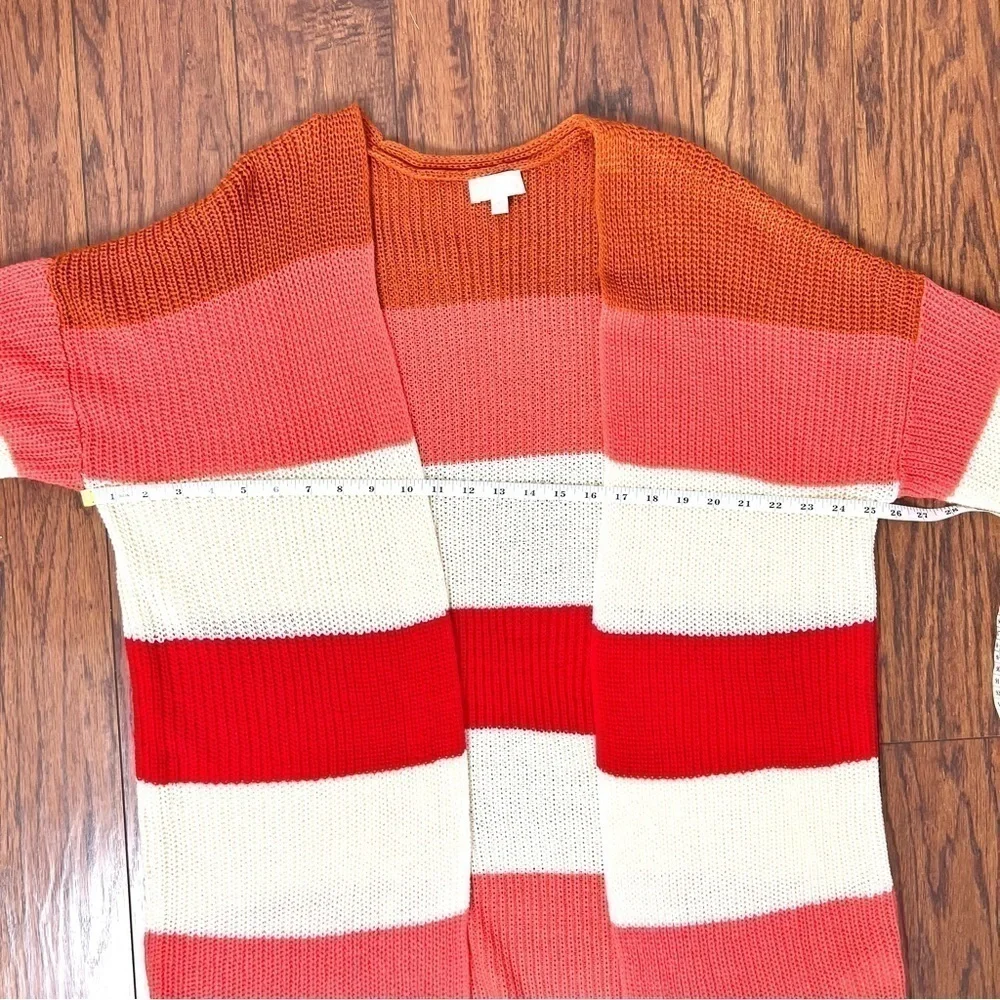 Pink Lily Boutique Colorblock Chunky Stripe Knitted Tunic Length Long Cardigan